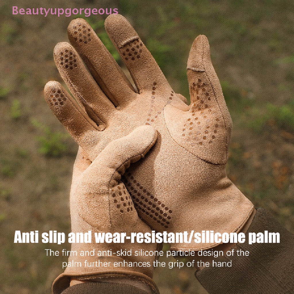 1 Đôi Găng Tay Da Lộn Giữ Ấm Chống Gió Chống Trượt Có Thể Chạm Màn Hình Cảm Ứng