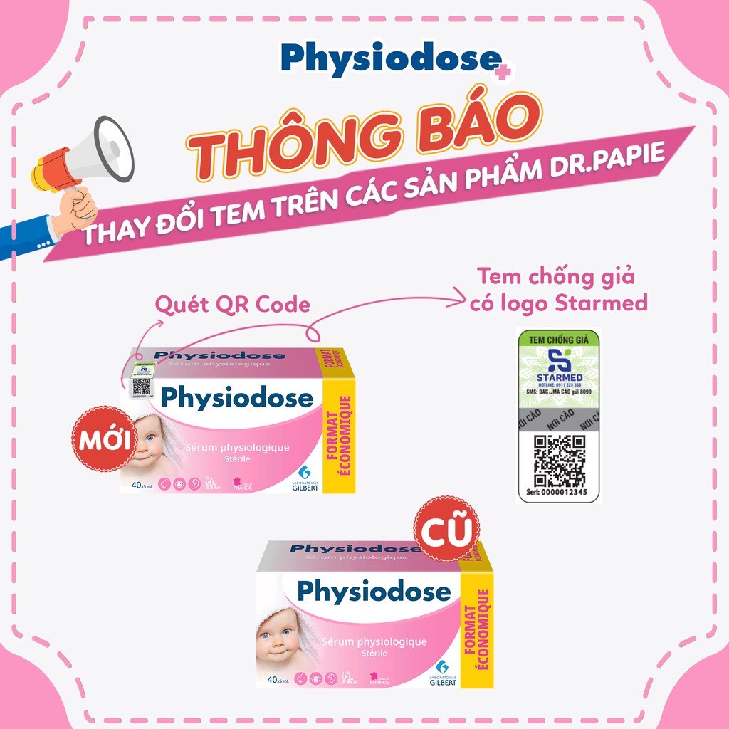 Nước Muối Sinh Lý Physiodose Hỗ Trợ Nghẹt Mũi, Viêm Mũi, Sổ Mũi