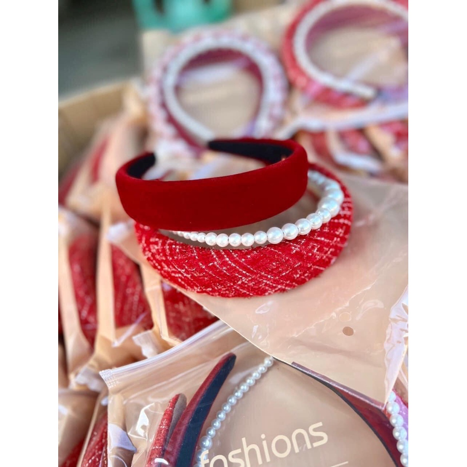 Sét 3 bờm tóc nữ tone đỏ thời trang