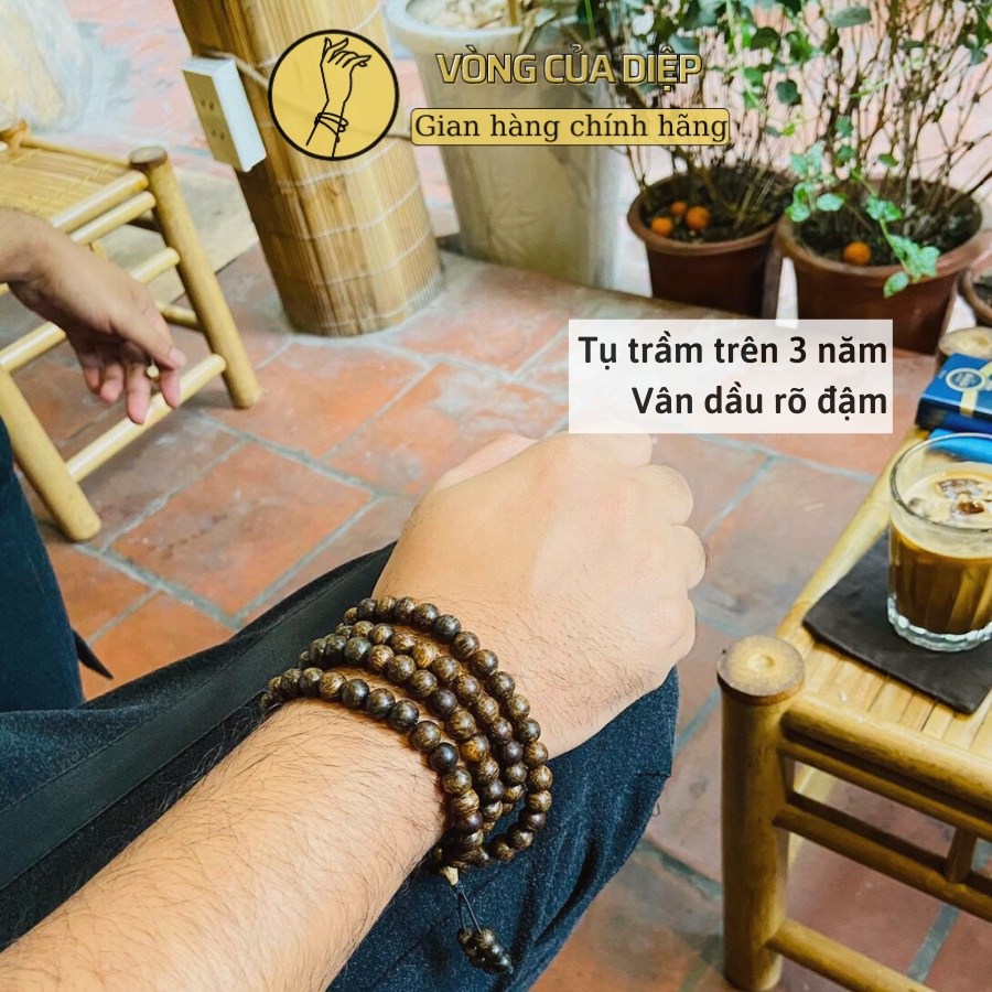 Vòng Trầm Hương Tốc Lào 108 hạt size 8li - Vật phẩm phù hợp mọi mệnh