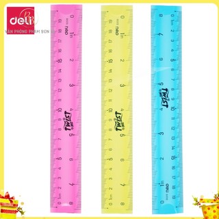 Combo 2 chiếc Thước kẻ nhựa dẻo an toàn 20cm Deli - Hải Hà Classmate FR200