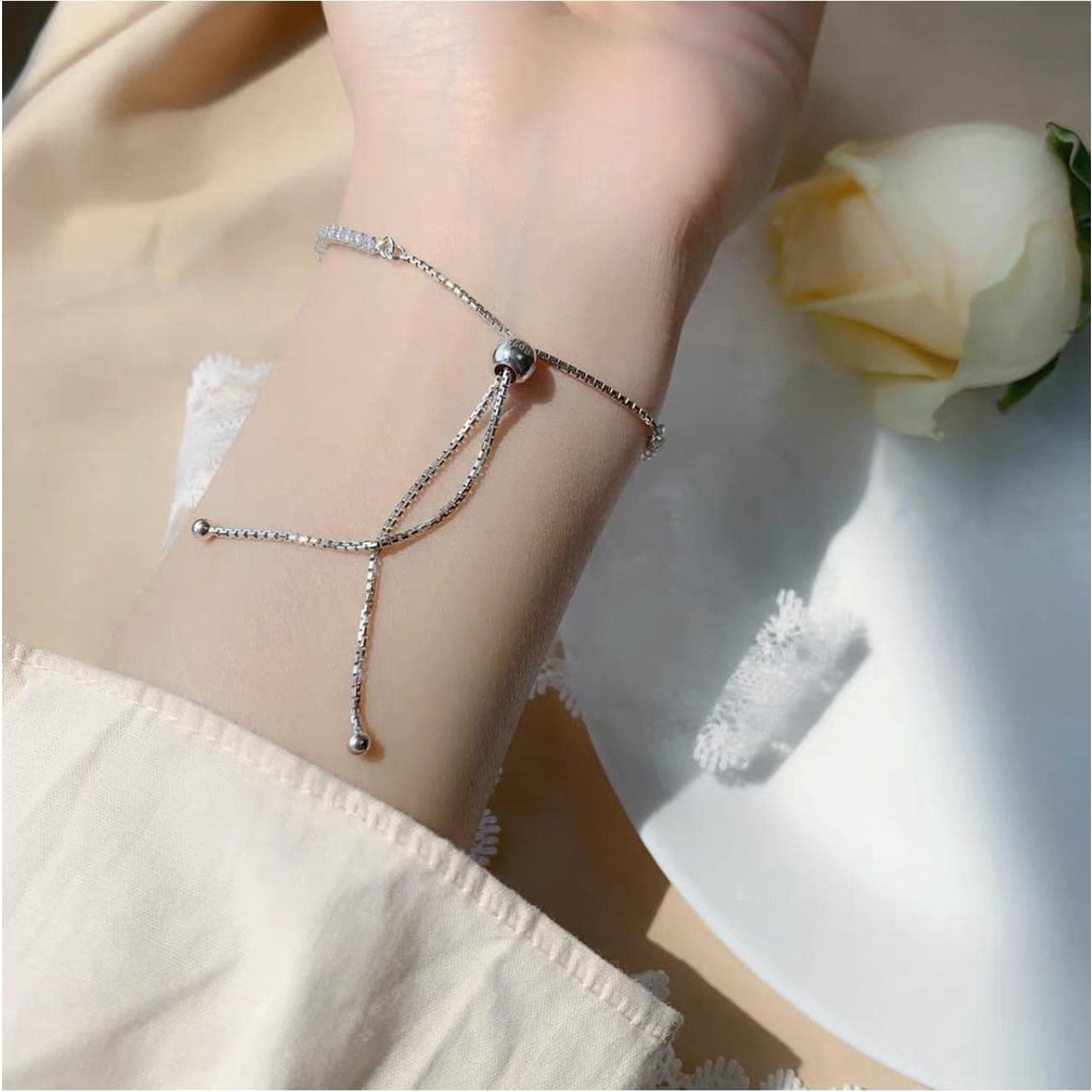 Lắc tay nữ - lắc rút đá 3mm chuẩn bạc ta cao cấp