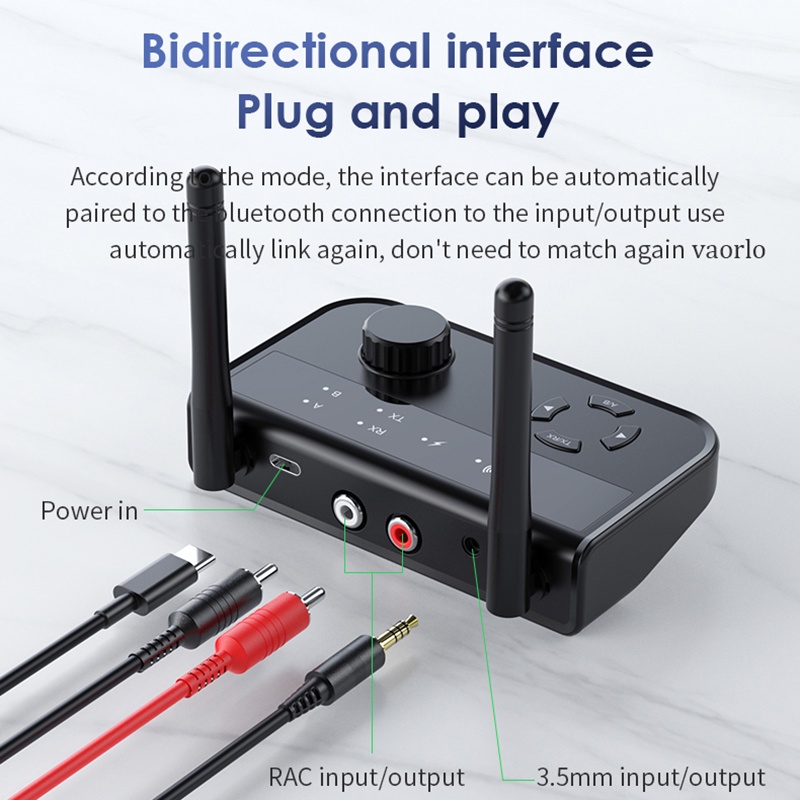 Thiết Bị Truyền Nhận Tín Hiệu Âm Thanh bluetooth 5.3 3.5mm aux 2 rca 2 Trong 1 Chuyên Dụng Cho Xe Hơi / tv / pc