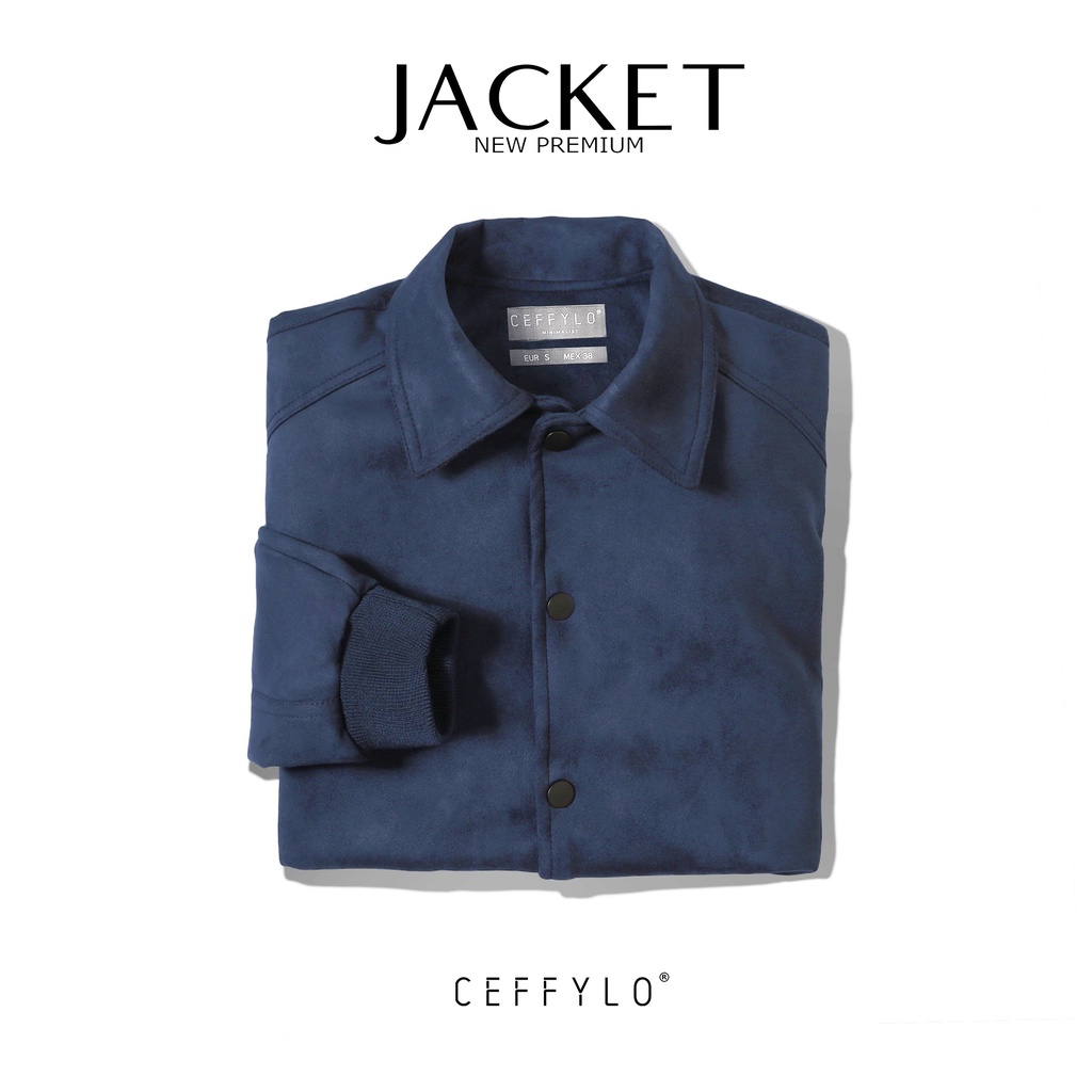 Áo Khoác Da Lộn Cổ Đức Màu Xanh Navy CF , Chất Liệu Da Lộn , Mềm Mịn – CEFFYLO