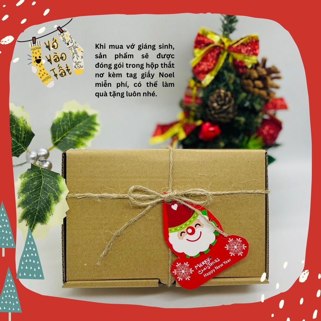 Tất vớ nữ cổ ngắn họa tiết giáng sinh nhỏ xinh