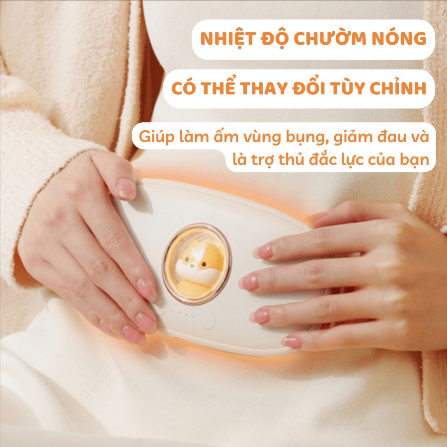 Máy massage làm ấm bụng AIFS, giảm đau bụng đau lưng cho bạn gái đến Kì, Đai đeo chườm nóng giảm đau bụng kinh nguyệt