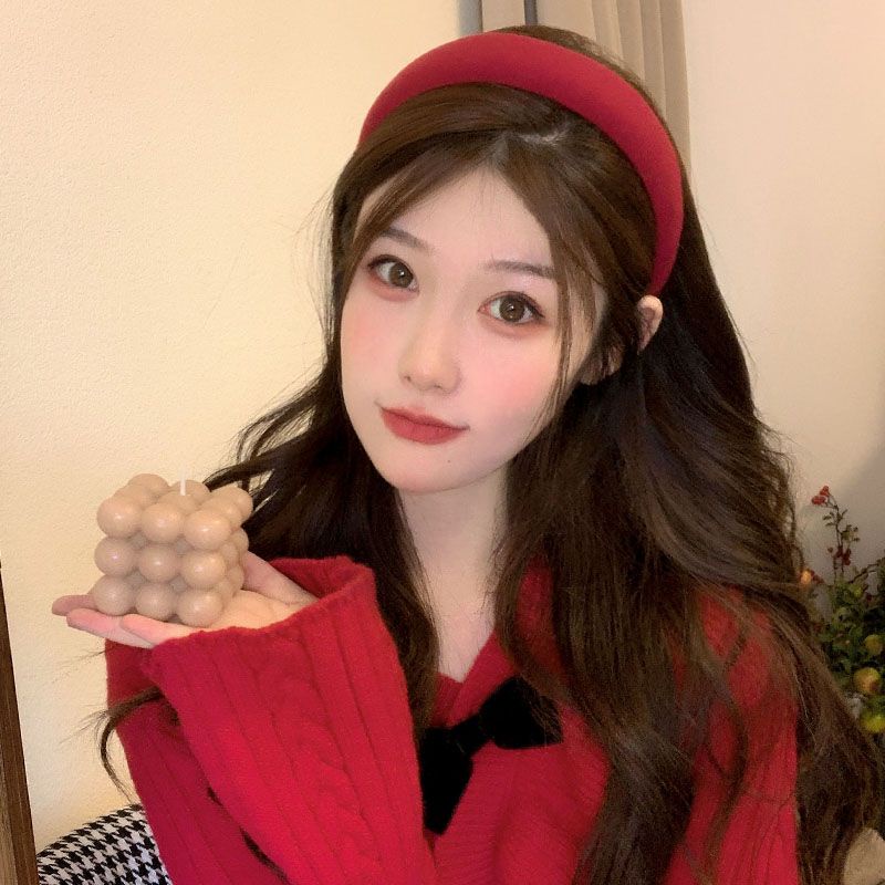 Băng Đô Cài Tóc Hình Đầu Lâu Màu Đỏ Mới 2022 Phong Cách Retro Hàn Quốc