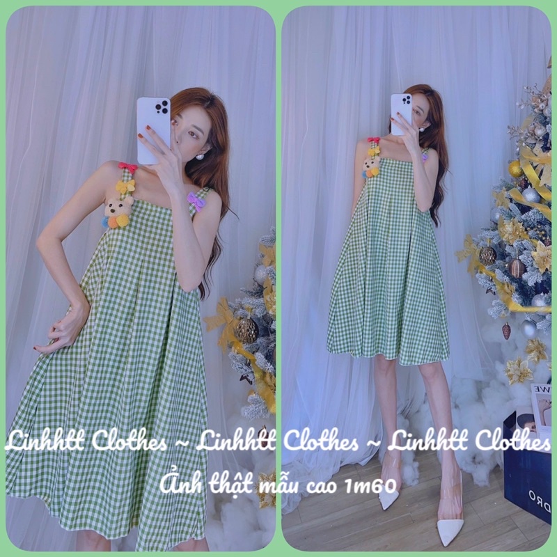 VÁY BABABYDOLL GẤU BÔNG CARO ĐẦM GẤU XOÈ FREESIZE 2 DÂY ULZZANG ĐẦM TẾT VÁY 2 DÂY CARO XOÈ VÁY DÂY BBD