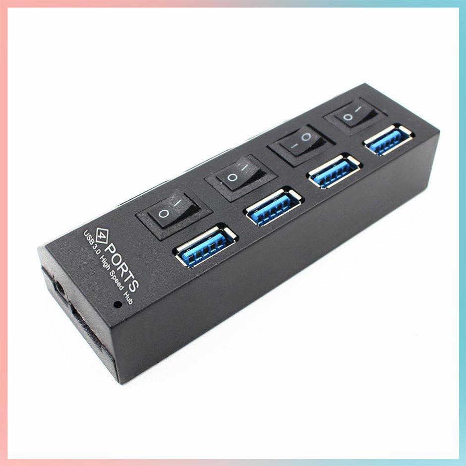 【giao hàng hôm nay>>>USB 3.0 High Speed Hub with Separate Four Ports Compact Lightweight Power Adapter Hub with Power Supply