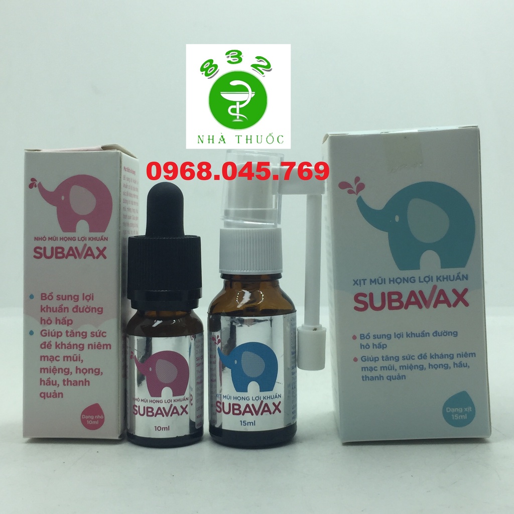Nhỏ và xịt mũi họng SUBAVAX chứa lợi khuẩn hô hấp - Giúp giảm nhẹ triệu chứng sổ mũi, ngạt mũi, viêm họng