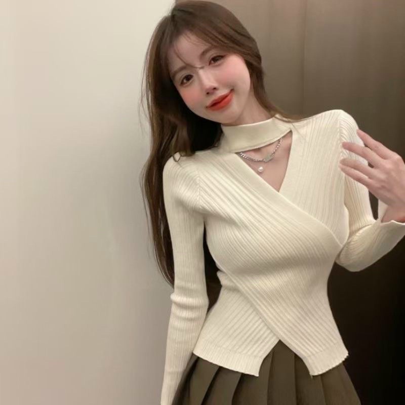 Áo Len Nữ Vạt Chéo Cổ V choker siêu hot m155