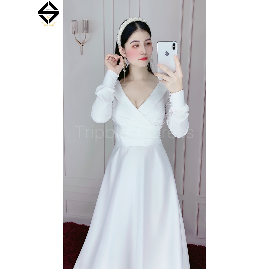Đầm maxi cưới TRIPBLE T DRESS cho dâu xinh đi bàn nhẹ nhàng - size S/M/L - MS160Y
