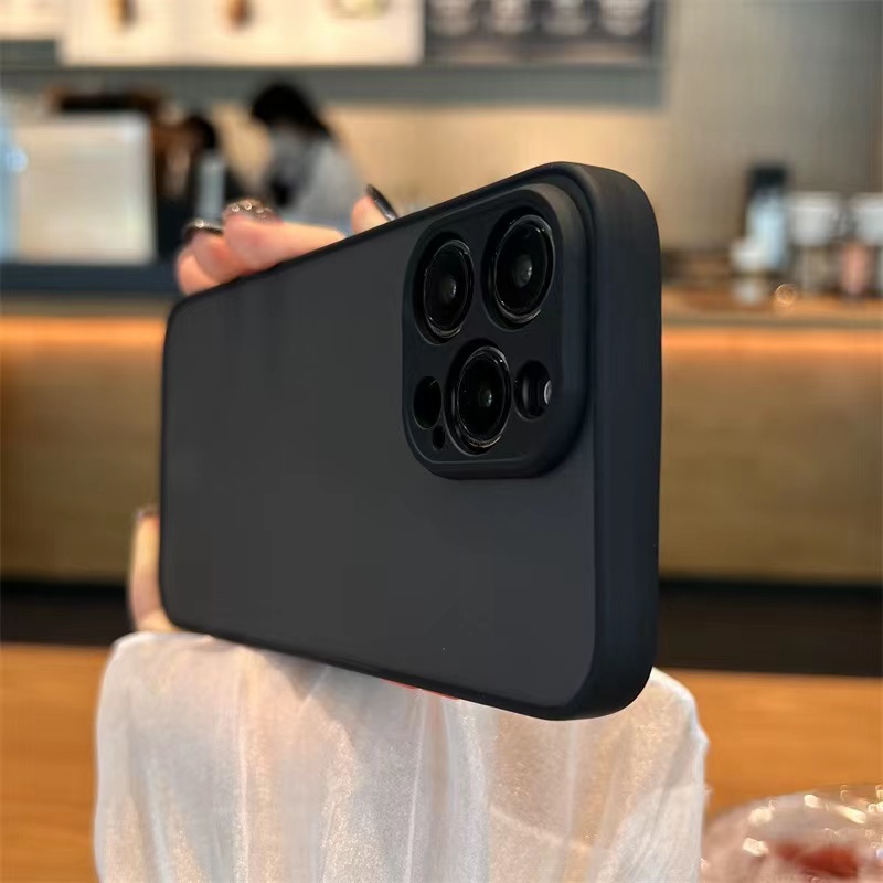 Ốp Điện Thoại Acrylic Cứng Mặt Nhám Màu Đen Cho compatible for iphone 7 8 plus x xr xs max 11 12 13 14 pro max