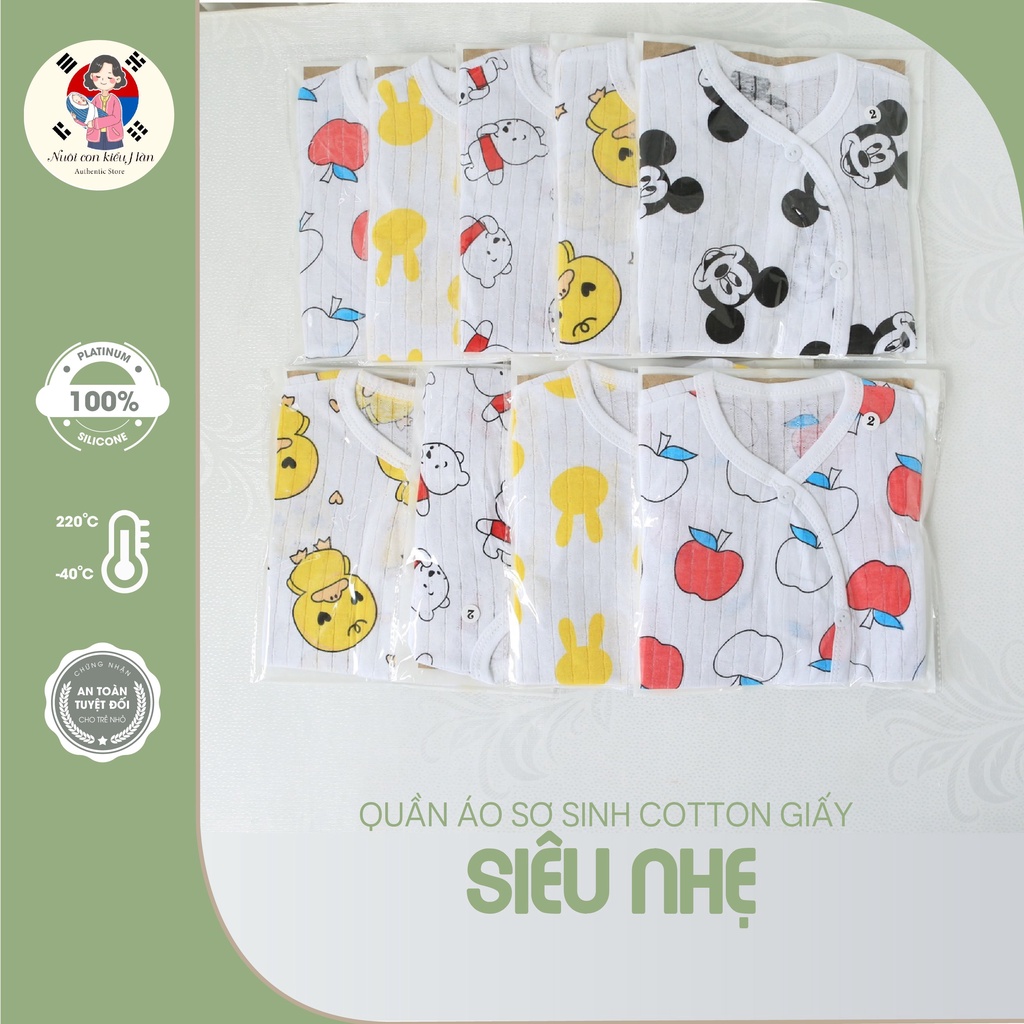 Bộ Quần Áo Sơ Sinh Cotton Giấy Siêu Nhẹ, Quần Áo Hè Thấm Hút Mồ Hôi Cho Bé Trai, Bé Gái 0-18m