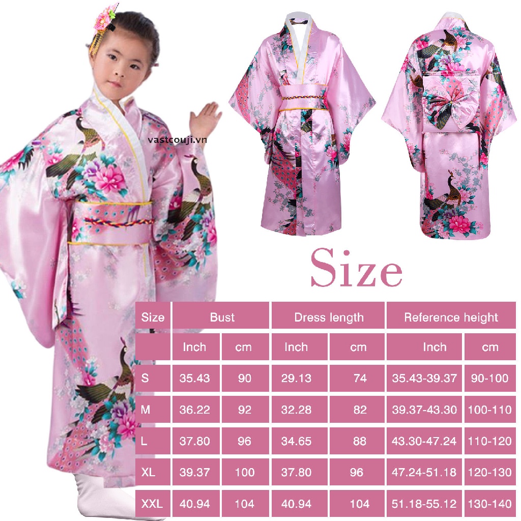 Đầm Kimono Truyền Thống Nhật Bản Xinh Xắn Cho Bé Gái