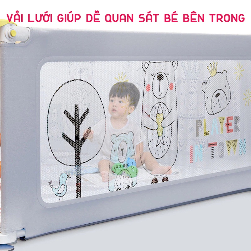 Quây cũi cho bé KidsWorld SP22 độ cao 73cm khung kim loại chống va đập hạ 1 góc hoặc hạ hoàn toàn