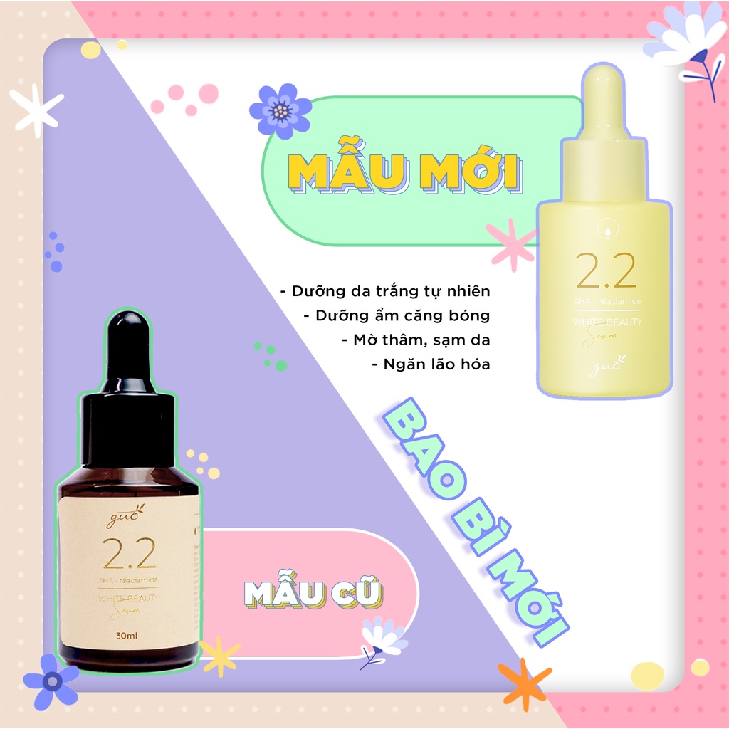 [Trắng da- thu nhỏ lỗ chân lông-căng bóng] Serum Trắng Sáng Mờ Thâm Ngừa Mụn GUO 30ml