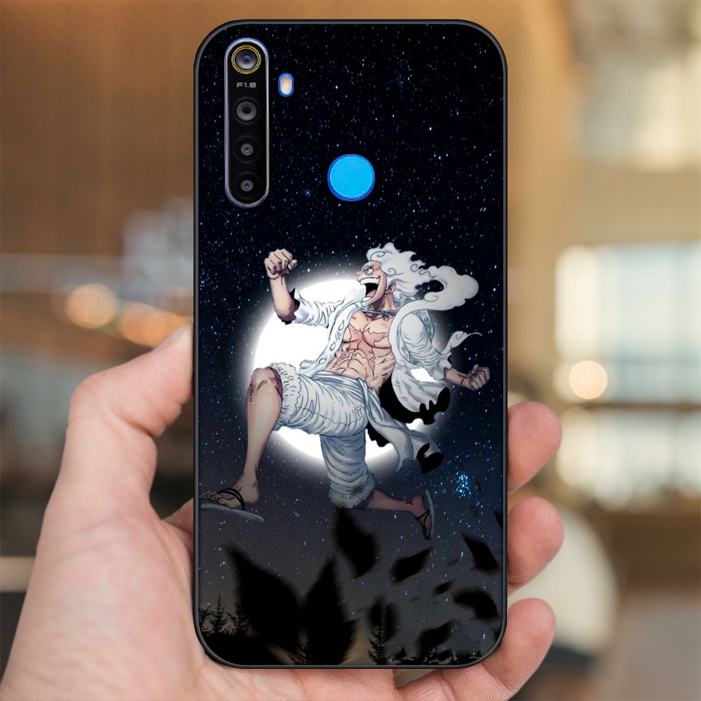 Ốp lưng Realme 5, 5 Pro viền đen in hình Luffy Gear 5 Nika One Piece Đảo Hải Tặc