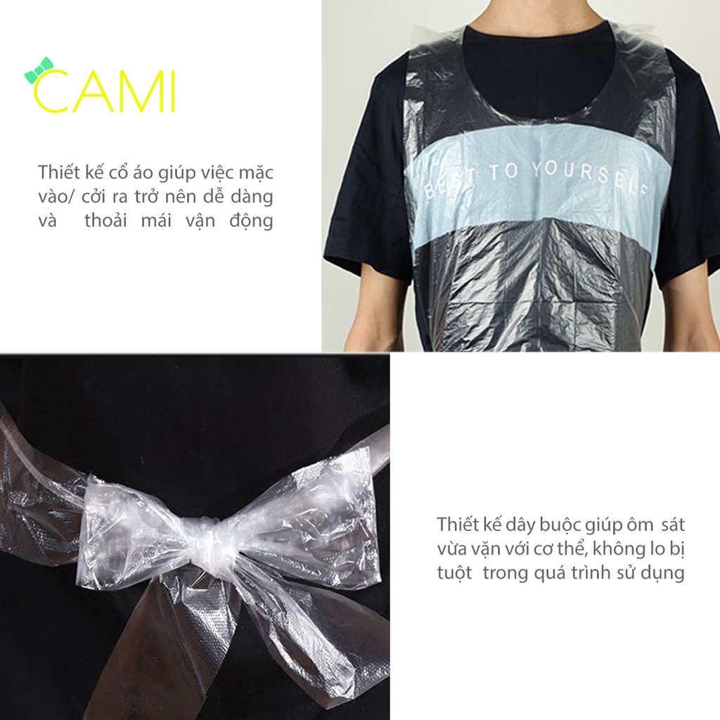 25 cái tạp dề cỡ lơn 60 x 100cm sử dụng 1 lần, tiện lợi, tiết kiệm chi phí dùng khi nấu ăn, làm tóc - Cami - CMPK308