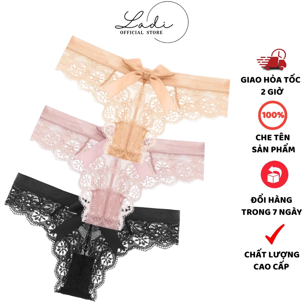Quần Lót Nữ LADI Ren Sexy Đính Nơ Lớn Phía Sau Quyến Rũ Trong Suốt Tôn Dáng MÃ 1935