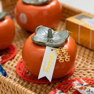 Hộp đựng mứt tết, bánh kẹo hình quả hồng hũ đựng at 001