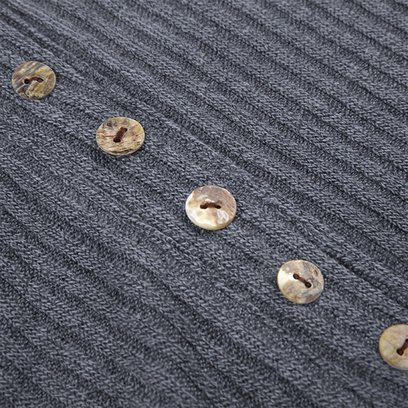 Áo Croptop Dệt Kim Tay Dài Cổ Chữ V Phối Ren Và Nút Thời Trang Cho Nữ