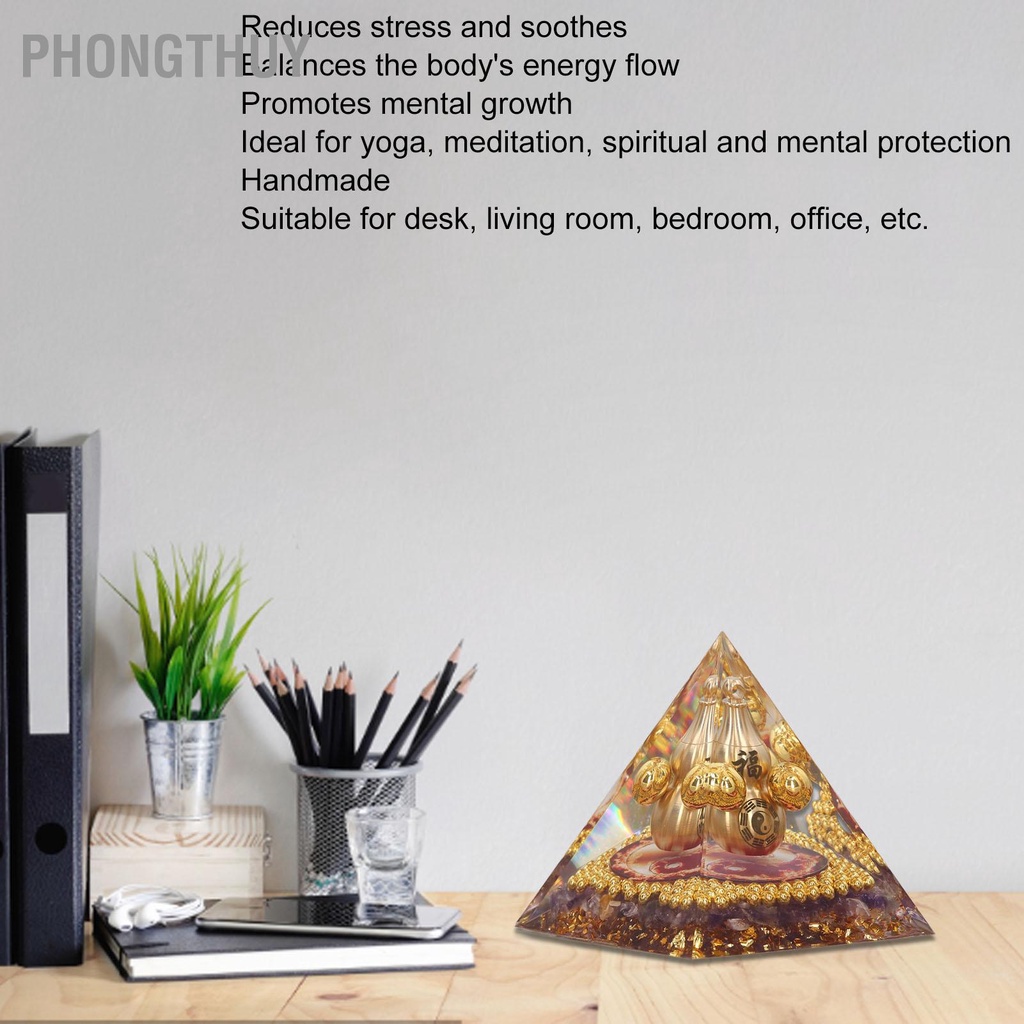 Đá Pha Lê Kim tự tháp 5cm Cân bằng năng lượng Để Bàn Trang trí Nhà cửa văn phòng
