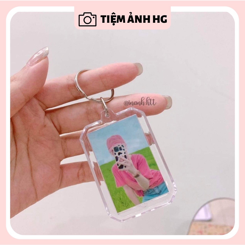 Móc khoá Mica 2 mặt in hình cá nhân theo yêu cầu