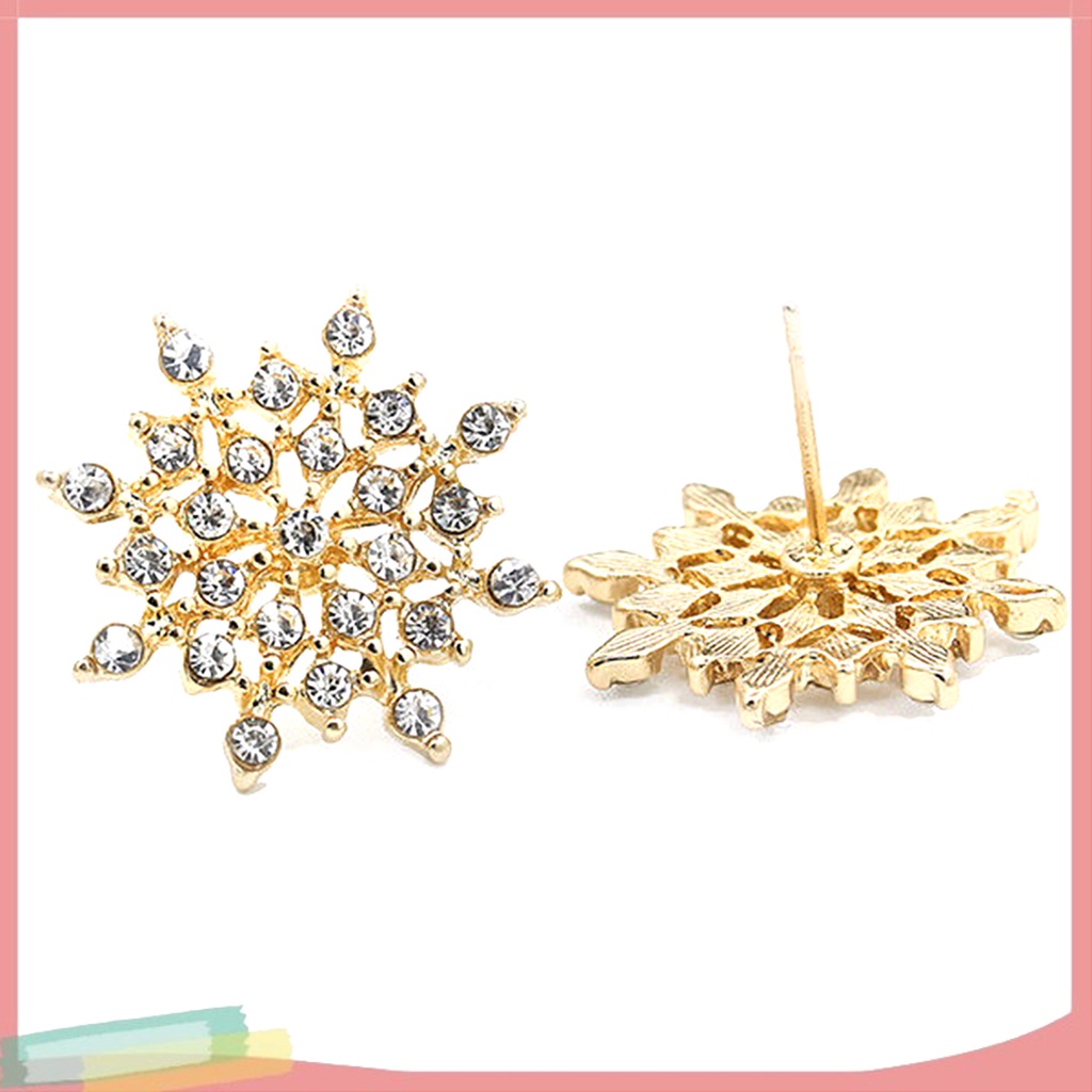 1 Đôi Bông Tai Hình Bông Tuyết Đính Đá Thời Trang Dành Cho Nữ