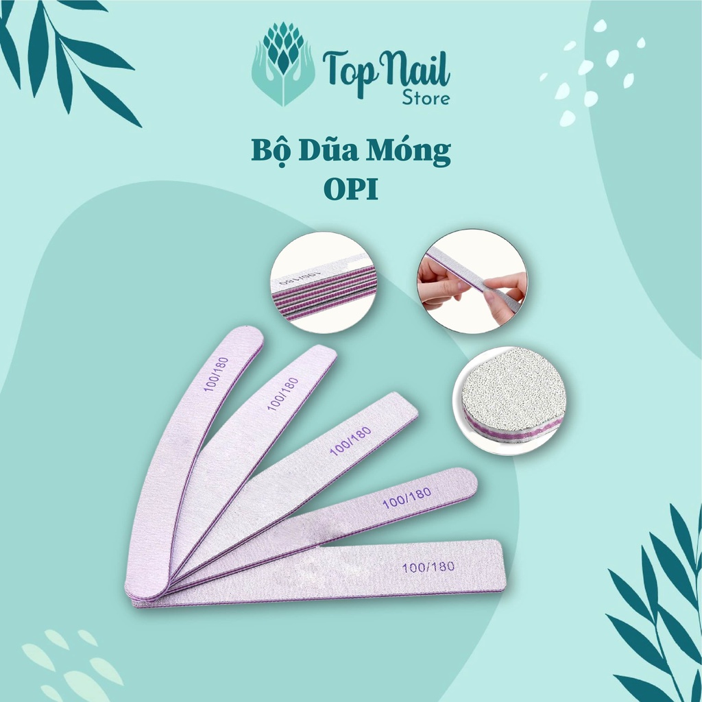 Dũa móng OPI - loại dày đủ 5 hình chuyên dụng cho dân làm móng - Top Nail