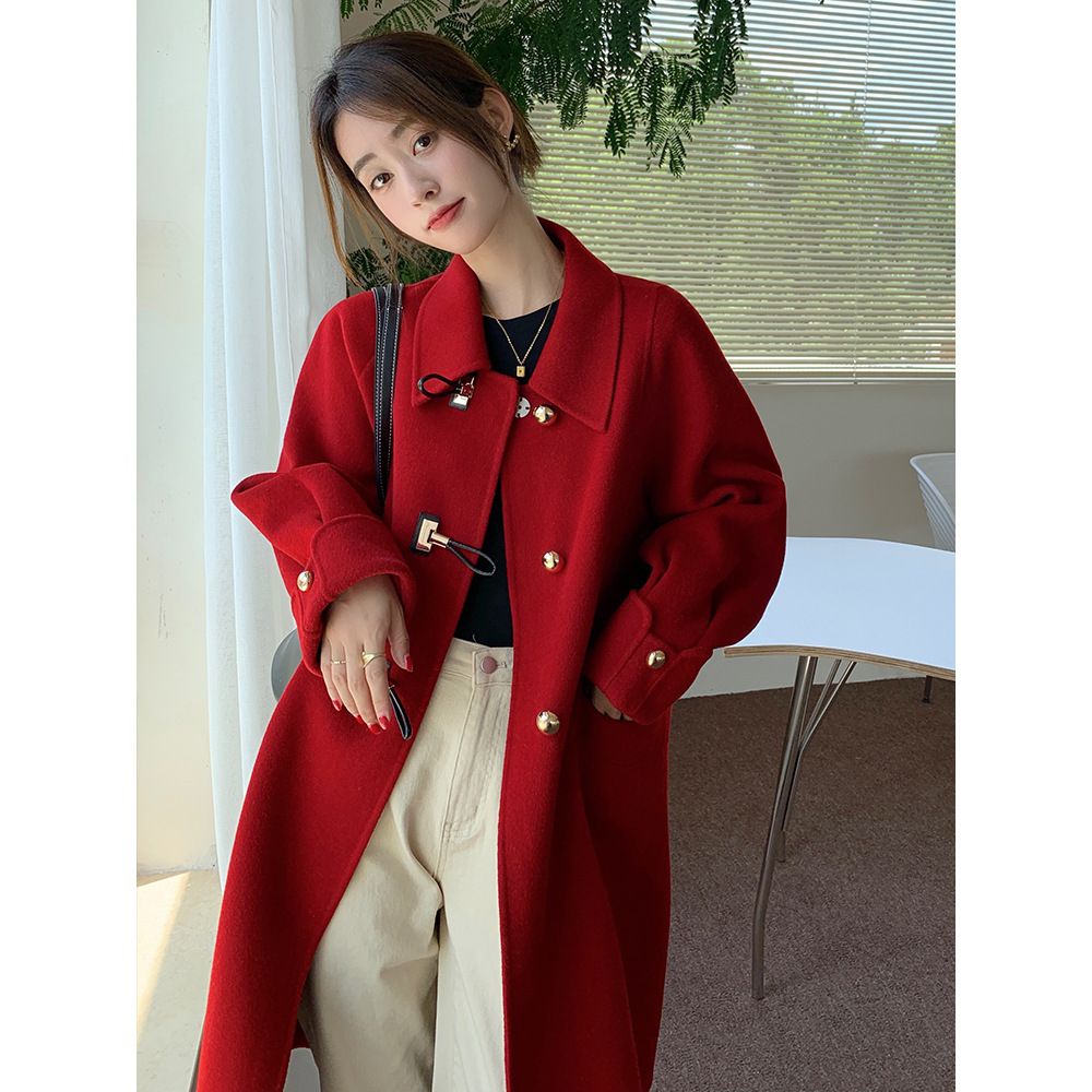 Áo Khoác Len Cao Cấp Dáng Rộng Cài Khuy Cổ Búp Bê Phong Cách Hàn Quốc Thời Trang Thu Đông Mới Cho Nữ