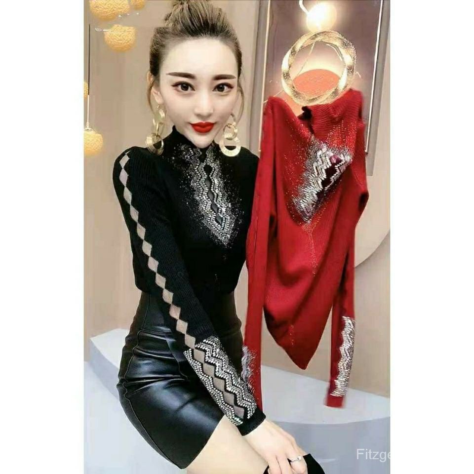 Áo Thun Dáng Ôm Đính Đá Thời Trang Thu Đông 2023