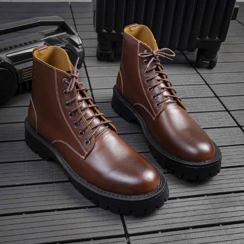 GIÀY DA NAM COMBAT BOOTS ZIP CAO CỔ CHẤT DA BÒ ĐẸP CAO CẤP G610 - GIÀY NAM ONLINE