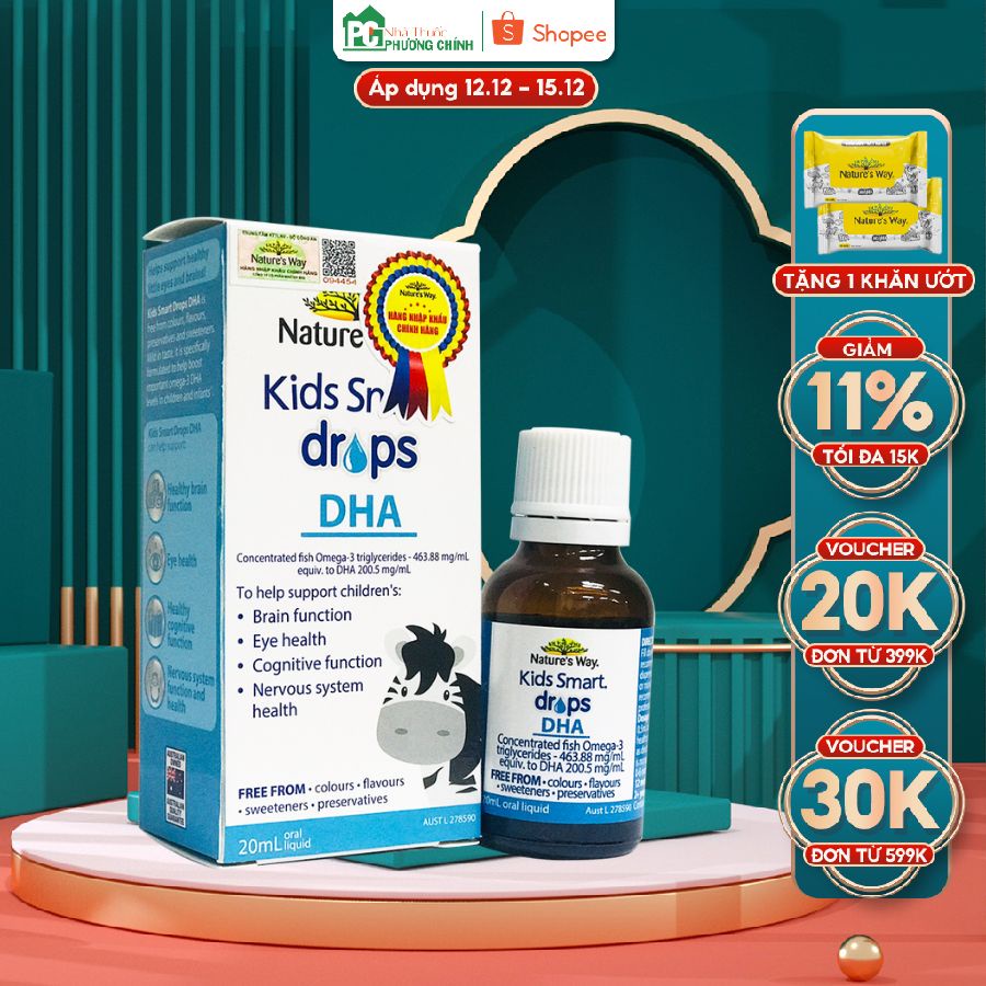 DHA Cho Bé Kids Smart Drops DHA Nature's Way - Tăng Chỉ Số IQ, Giúp Trẻ Thông Minh Vượt Trội