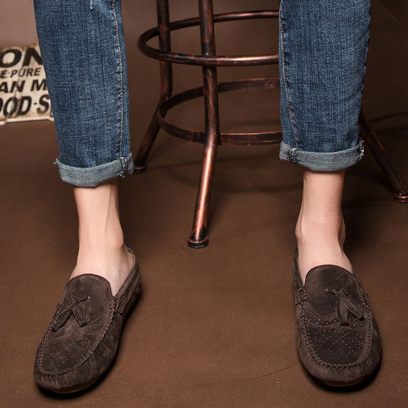 Giày Lười Da Lộn Phong Cách Hàn Quốc Thời Trang Cho Nam