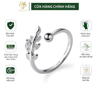 Nhẫn nữ hở freesize,hợp với mọi kích cỡ ngón tay,bạc Ý s925 lá kim bạch dương mở J5421- AROCH Jewelry