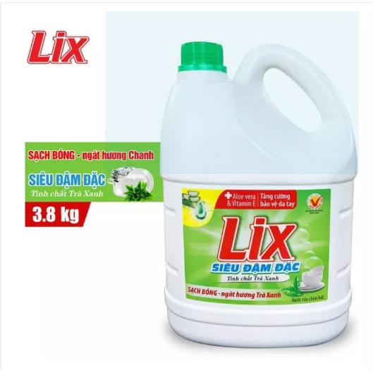 Nước rửa chén LIX siêu đậm đặc trà xanh 3.6kg NT360 làm sạch dầu mỡ không hại da tay - Lixco Việt Nam