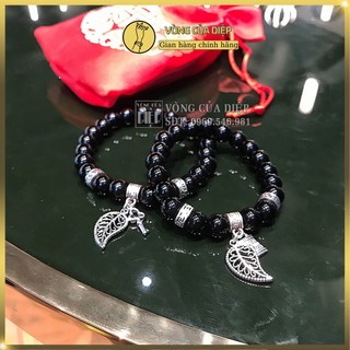 Vòng tay cặp đôi mix charm Chìa khoá-Ổ khoá & Chiếc Lá, vòng đôi cho tình yêu hoặc tình bạn