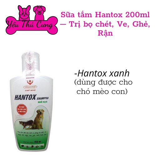 Sữa tắm diệt bọ chét ve rận trên chó mèo Hantox 200ml-YÊU THÚ CƯNG