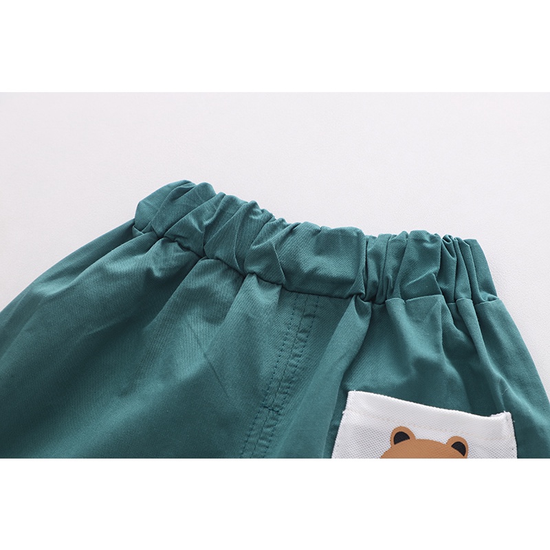Set Áo Thun Tay Ngắn & Quần Short Cotton In Hình Gấu Hoạt Hình Mùa Hè Cho Bé Kích Thước 80-120cm