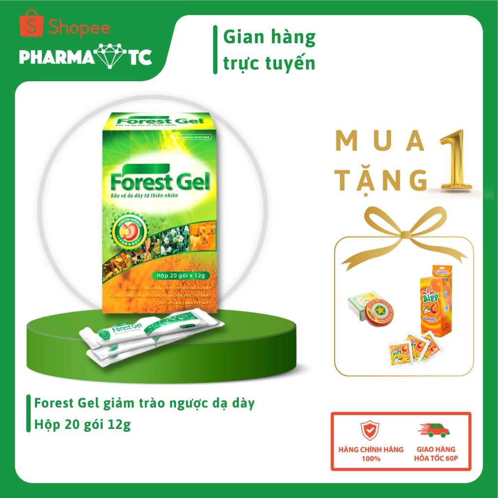 Forest Gel, giảm đau dạ dày, trào ngược dạ dày, lành vết loét dạ dày - Hộp 20 gói 12g - PharmaOTC
