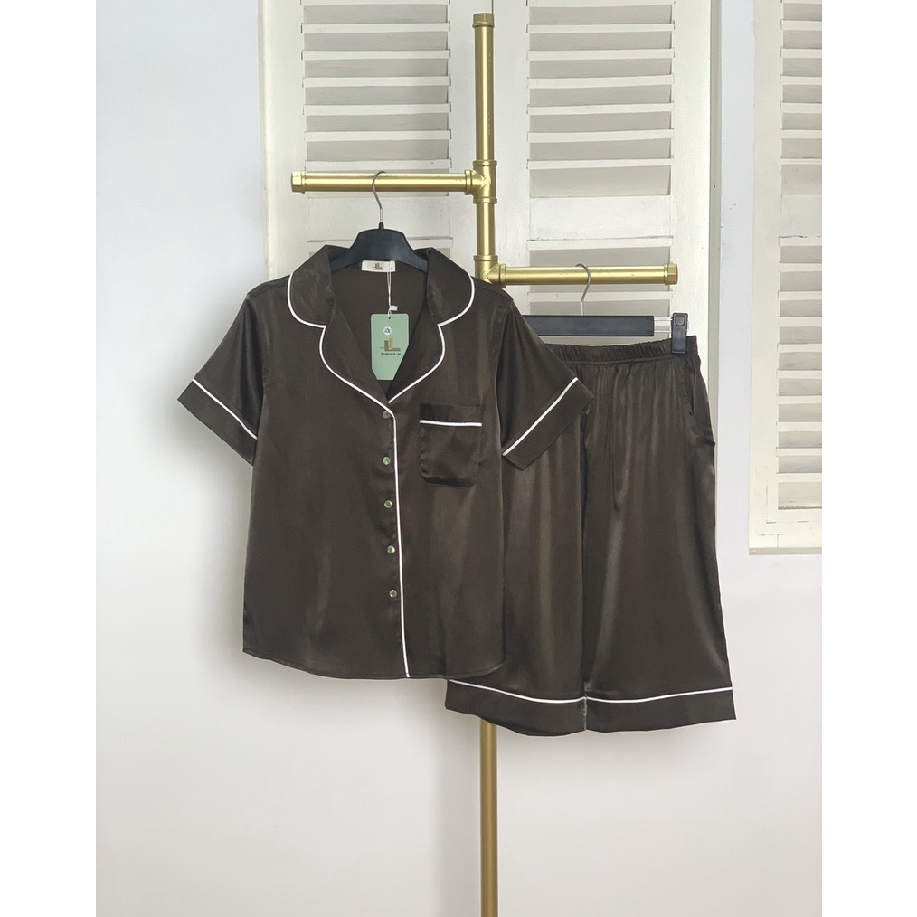 Bộ ngủ lụa YAMOPAD phong cách pijama set đồ nữ chất silk Nhật cao cấp tay ngắn quần lửng đơn giản tinh t