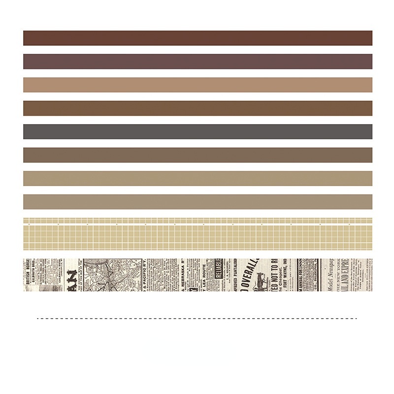 Set 10 Cuộn Băng Dính Washi Màu Sắc Cầu Vồng Trang Trí Nhật Ký