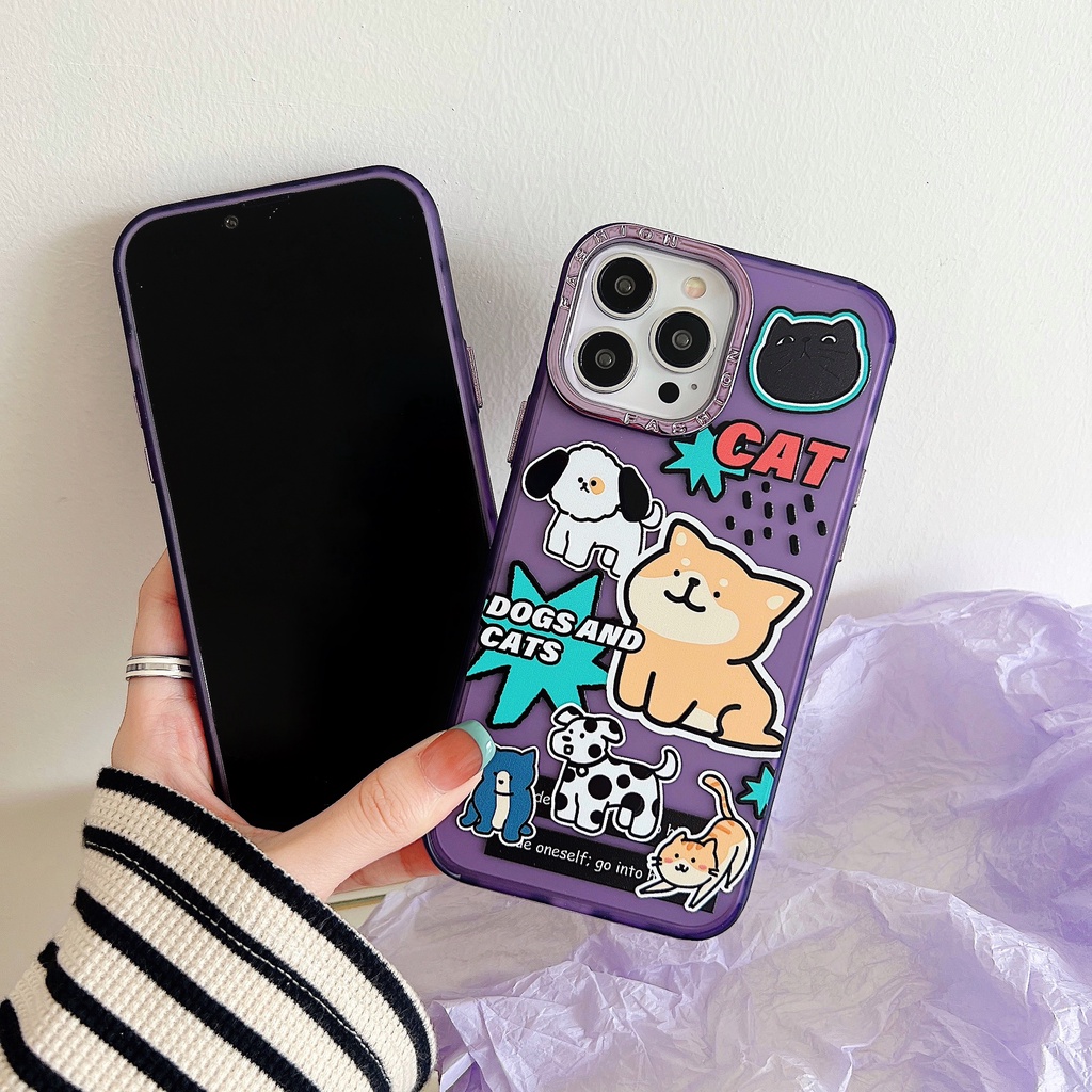 Ốp Điện Thoại Tpu Silicon Mềm Chống Rơi Họa Tiết Chú Cún Hoạt Hình Mạ Điện Cho iPhone 14 13 12 11 Pro Max 14 Plus