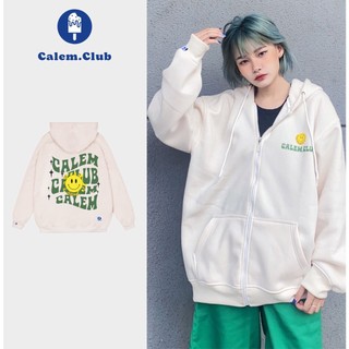 Calem Club - Áo khoác Hoodie zip hình in SMILE Mặt Cười chất nỉ cotton form rộng unisex