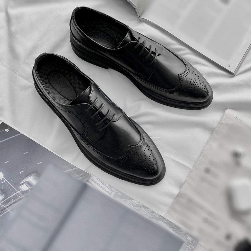 Giày Derby Nam công sở tăng chiều cao da bò thật N028