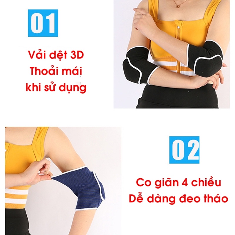 Băng Khuỷu Tay Thể Thao BKT/04 Bảo Vệ Khủy Tay Cùi Chỏ Tập Khiêu Vũ Yoga Nhảy, Chơi Cầu Lông, Tập Gym, Bóng Chuyền