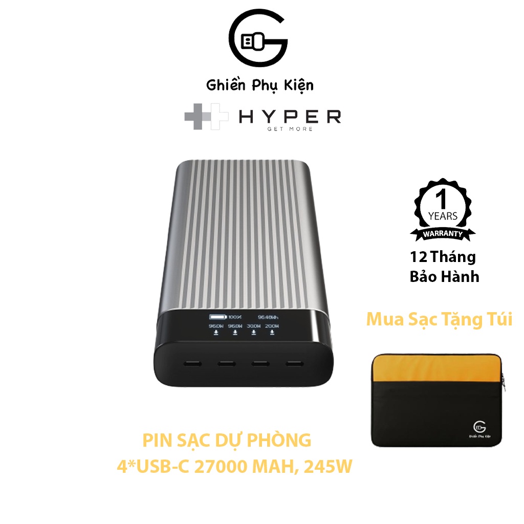 Pin Sạc Dự Phòng HYPERJUICE 245W 27000 MAH 4 USB-C - HJ245B