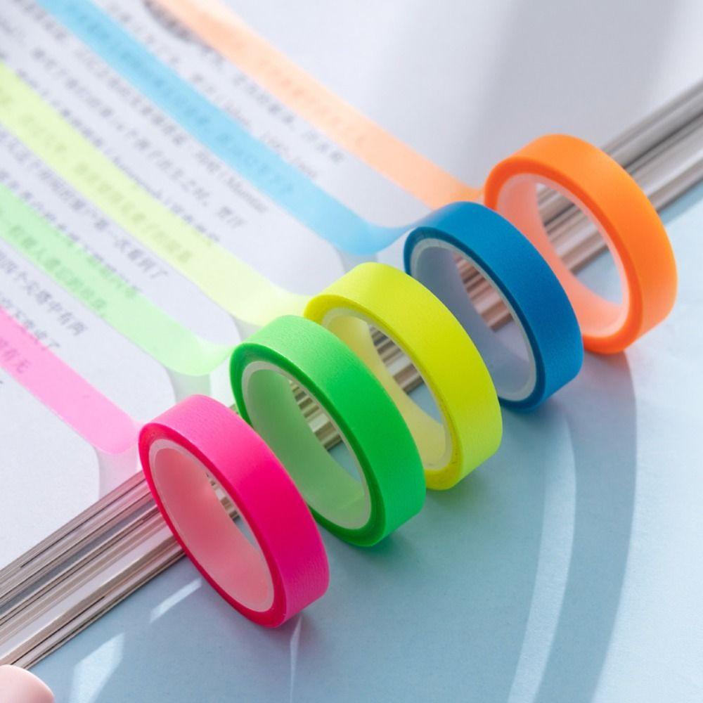 AUGUSTINA Cuộn 5 Cuộn Băng Dính Ghi Chú Màu Dạ Quang DIY