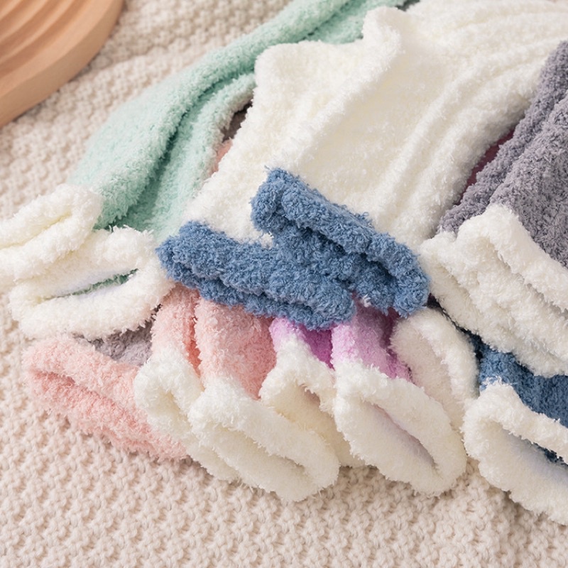 Vớ Lông Cừu San Hô Dày Dặn Giữ Ấm Mùa Thu Đông Phong Cách Nhật Bản Cho Nữ